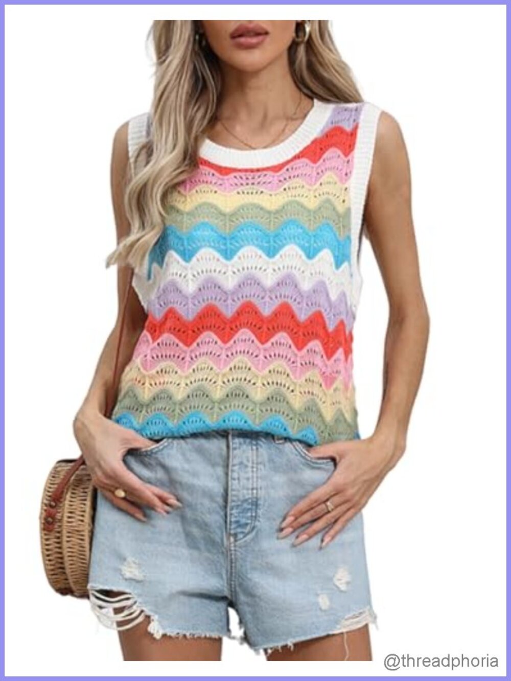 Womens Sleeveless Crew Neck Lightweight Knit Sweater Vest Top
